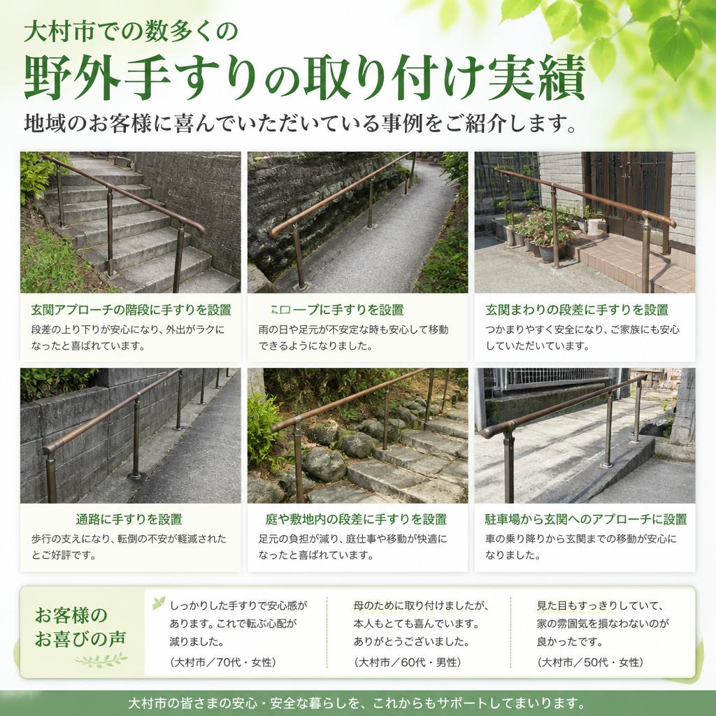 大村市での野外手すり取り付け実績