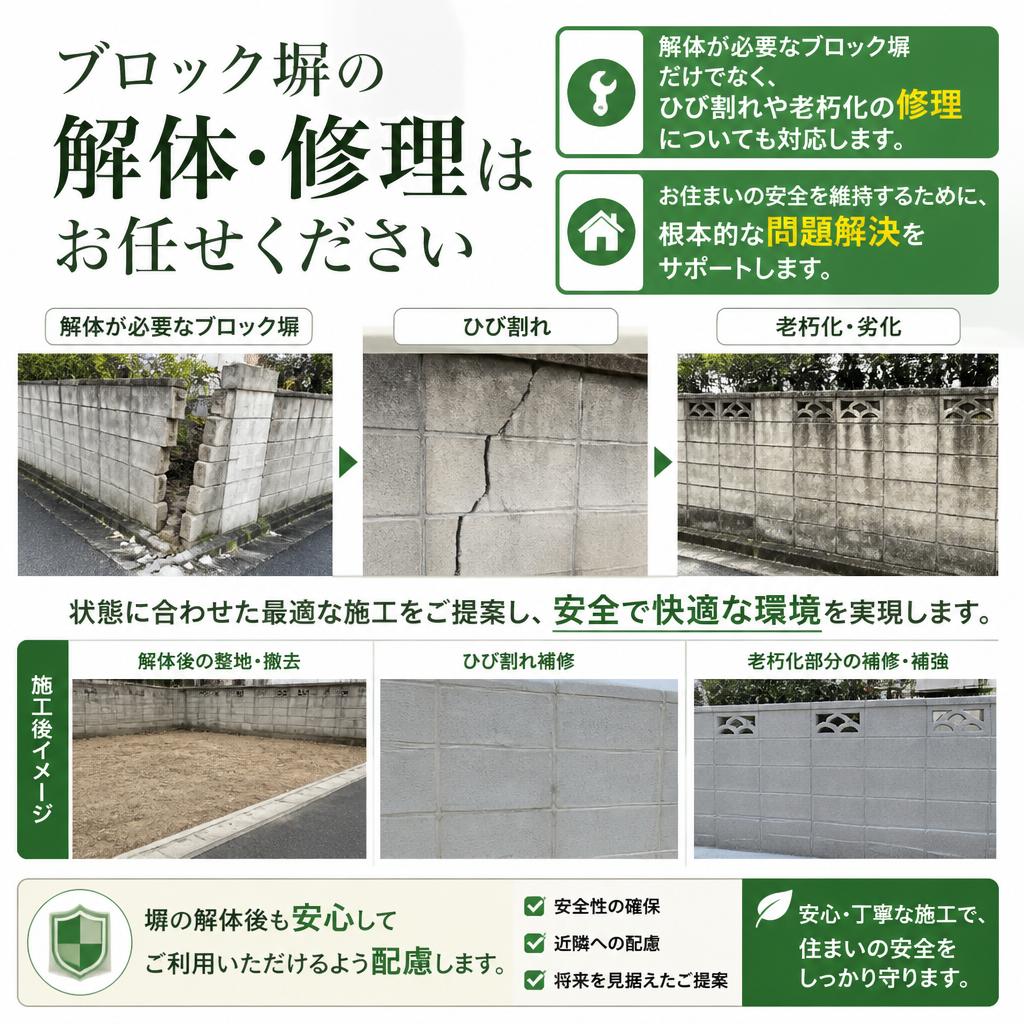 ひび割れ修理と一緒に