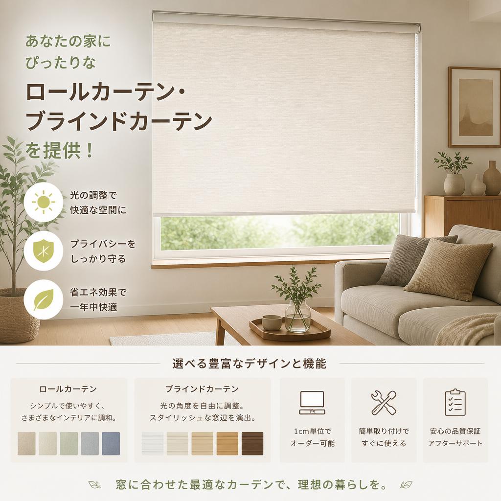 あなたの家にぴったりなロールカーテン・ブラインドカーテンを提供！おうちの御用聞き 家工房 大村桜馬場店
