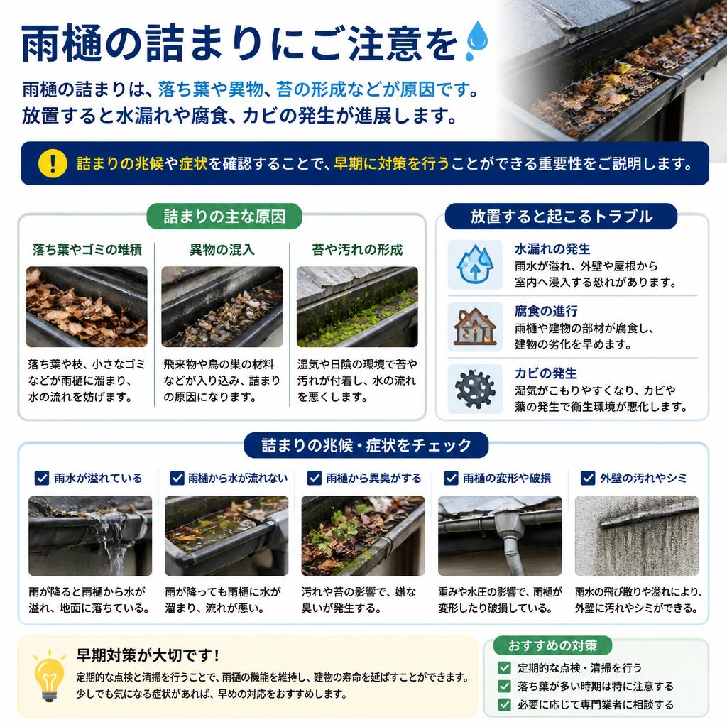 詰まりの原因と症状