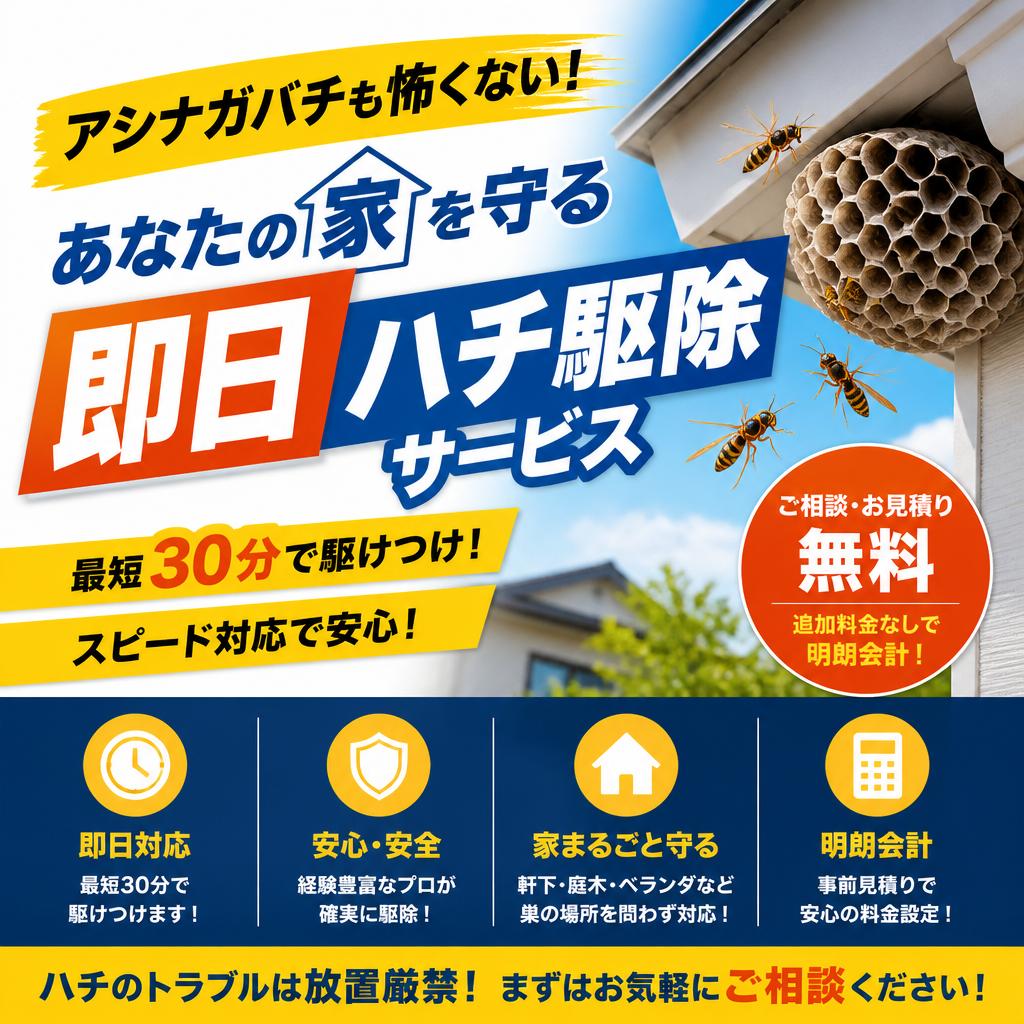 アシナガバチも怖くない！あなたの家を守る即日ハチ駆除サービス！おうちの御用聞き 家工房 大村桜馬場店